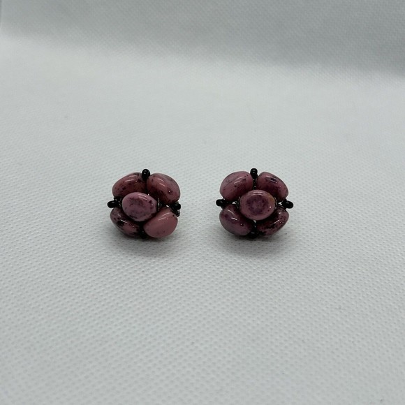 Miriam Haskell Earrings Vintage Rare Rhodonite - Picture 9 of 9